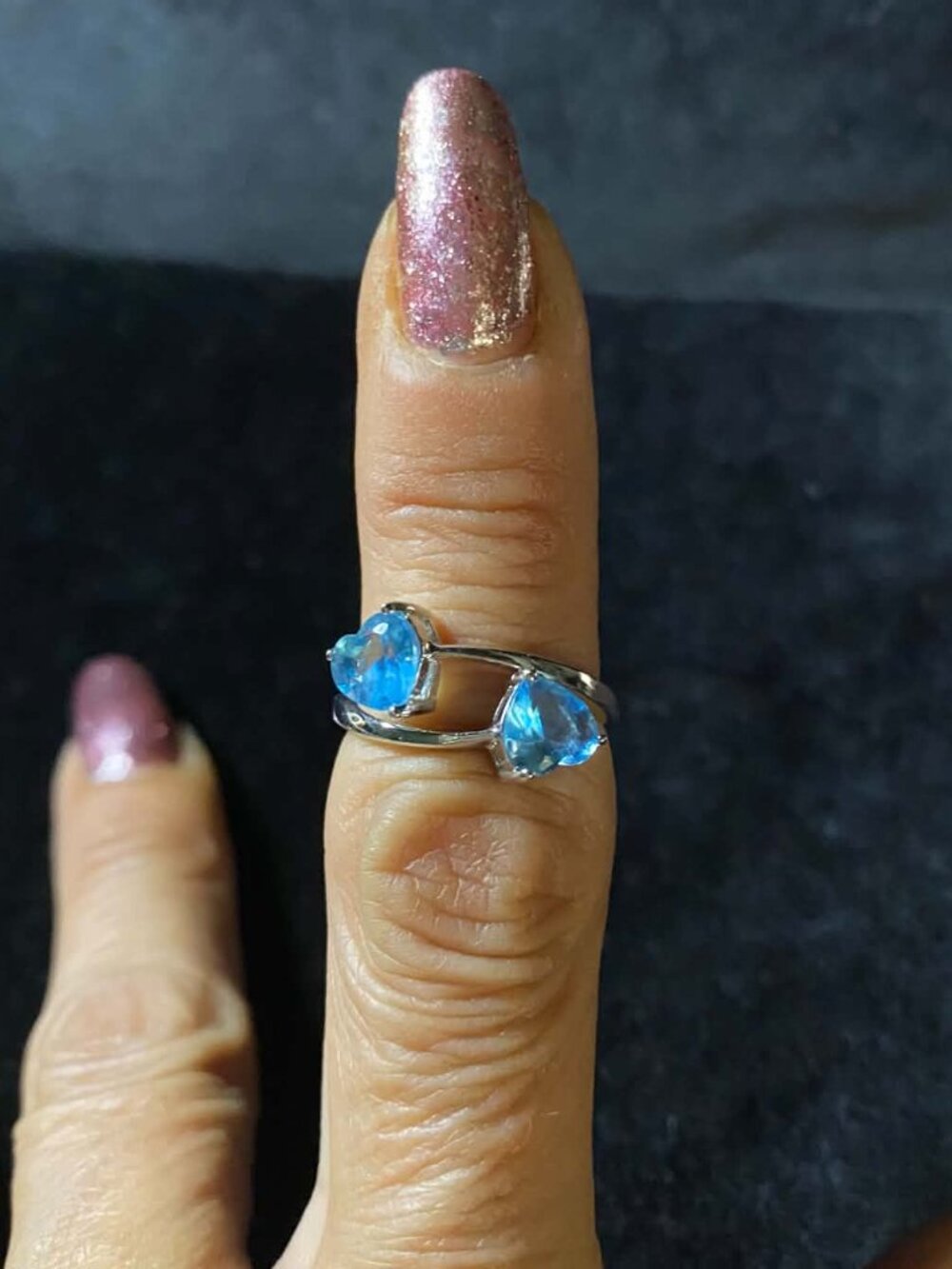 .925 Sterling Silver Natural Blue Topaz Heart December Birthstone Ring